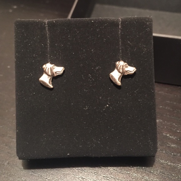 Silver puppy earrings