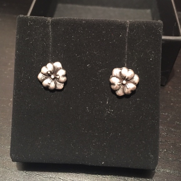 Silver floral earrings
