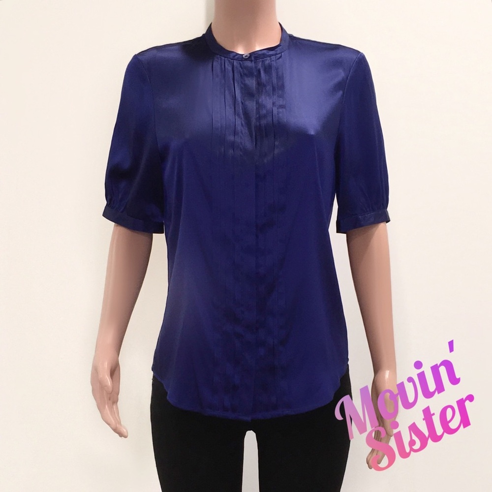 Burberry London Blouse, SZ 42/US 8, Indigo, NWT!