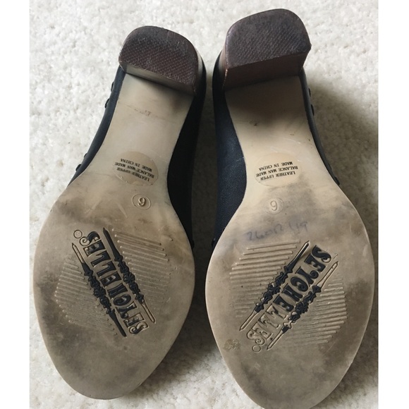 Seychelles Black Peep Toe Flower Pumps Size 6 - Picture 4 of 4