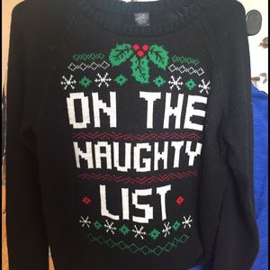 "On The Naughty List" Christmas Sweater