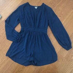 Long Sleeve V Neck Romper