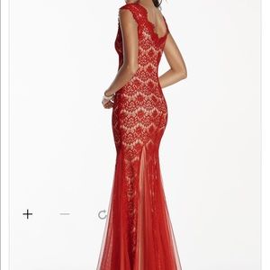 Betsy & Adam Red Lace Dress