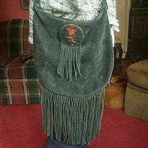 Fringe leather purse