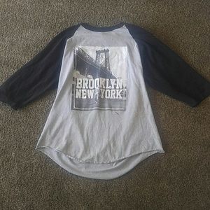 Brookyln new york curved bottom and baseball sleev