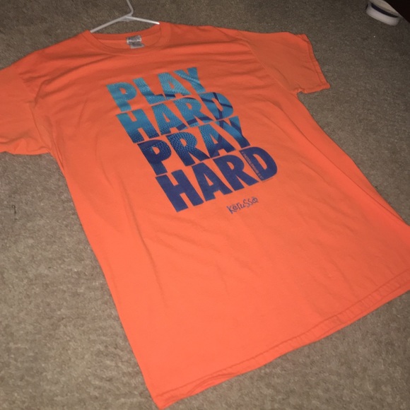 Play hard pray hard orange tee