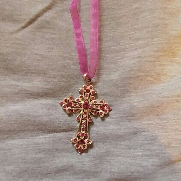 Pink cross necklace