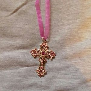 Pink cross necklace