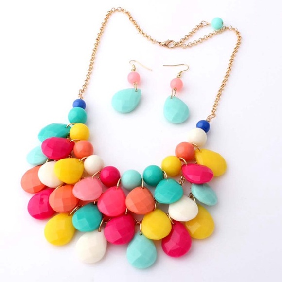 Colorful Necklace and Earrings Combo Set