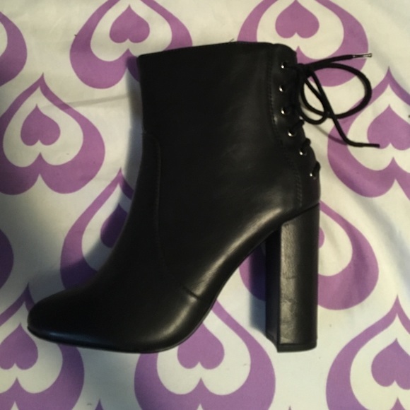 Charlotte Russe Lace-up Black Ankle Boots