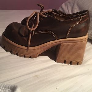 Vintage brown wooden heels