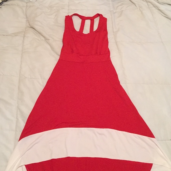 Red hi lo asymmetrical dress never worn