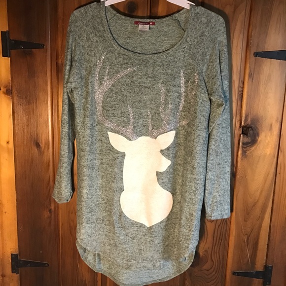 NWT Holiday Deer Patch Sweater