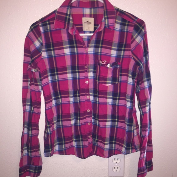 Hollister Pink plaid shirt.