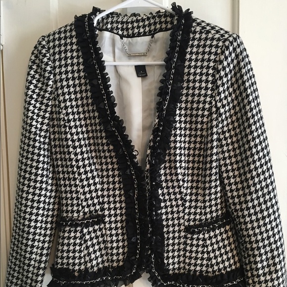 Black and White Houndstooth Blazer