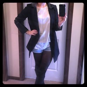 Vegan Leather Cuffs and Collar fashion jacket