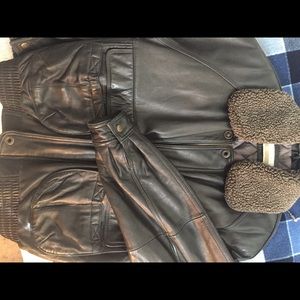 Perry Ellis leather bomber jacket