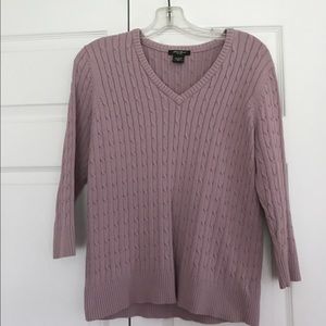 Cable Knit V-Neck Crew Sweater