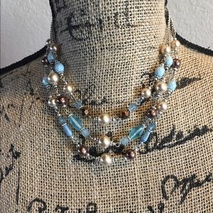 Premier Designs, Necklace soft blues, coppers NWOT