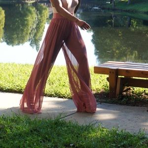 Forever 21 Sheer Mesh Wide Leg Pants