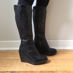 Black Frye Paige Wedge Boots 7.5