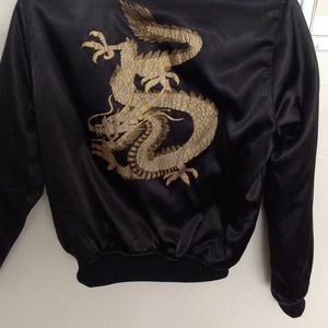 Silky cropped bomber jacket with gold accents