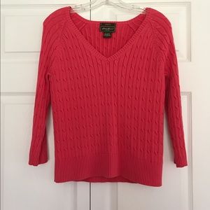 Cable Knit V-Neck Crew Sweater