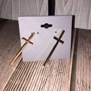 Gold Cross Earrings