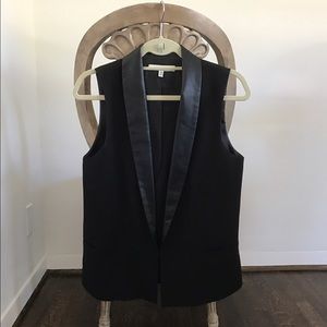 Black Vest with Leather Collar
