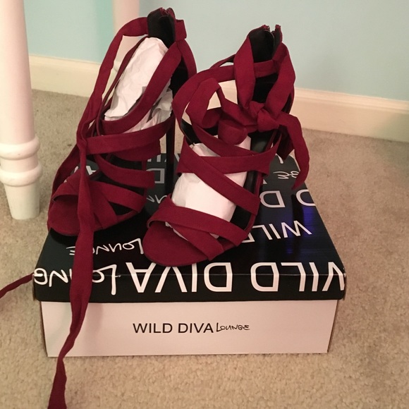 Red suede heels from lulus