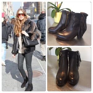 San Edelman Louie leather fringe booties 6