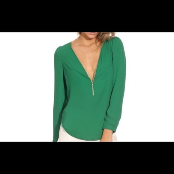 Brand new sheer sexy zip front top - Picture 2 of 5