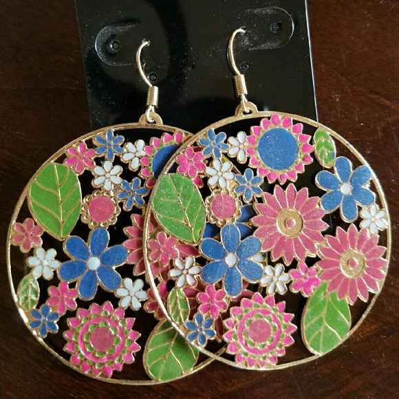 Colorful floral earrings
