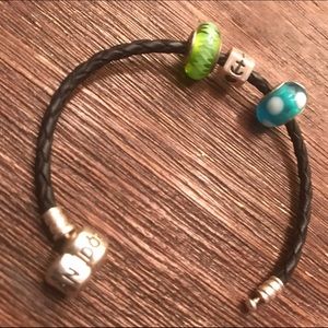 Pandora Bracelet with Glass Beads and Charm