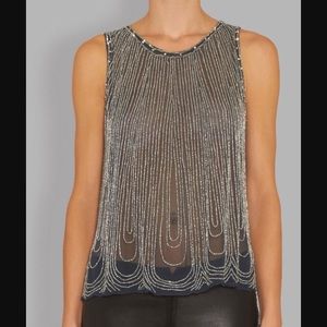 Parker sheer beaded silk top M