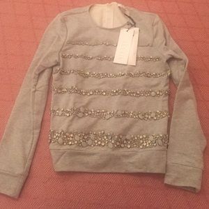 Grey embellished front sweatshirt