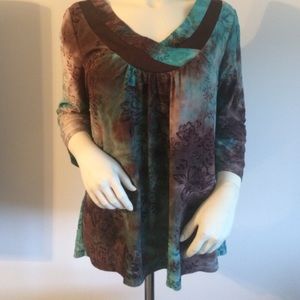 Teal & Brown Blouse