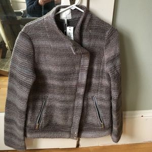 Joie NWT grey striped zip Kawenza jacket med