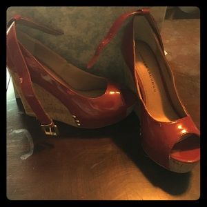 Red Peep Toe Wedges