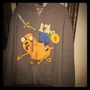 Adventure Time hoodie Fin riding Jake into battle☄
