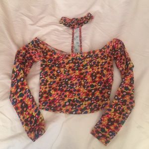 American apparel printed choker crop top NWOT