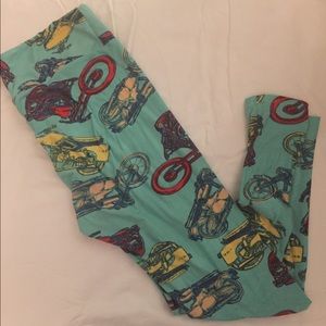 LuLaRoe turquoise motorcycle leggings size TC