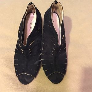 Black Qupid Peep Toe Booties