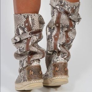 Hector Riccione Python Leather Ibiza Slouch Boots