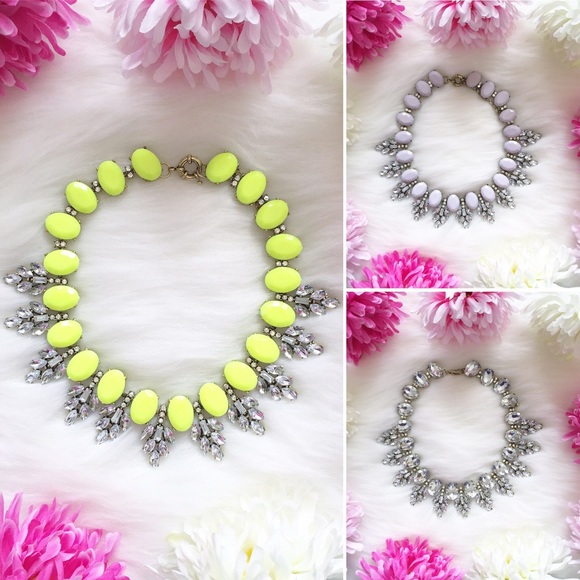 "Amelia" Necklace || Neon Yellow Crystal Leaves - Picture 4 of 6