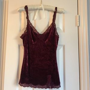 Velvet top with lace straps