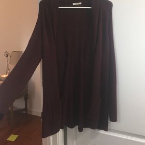 VINTAGE burgundy/crimson colored knit cardigan