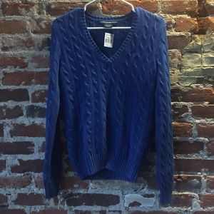 Polo cable knit sweater