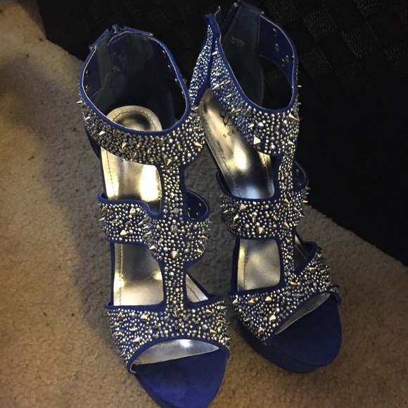Royal Blue Studded Stilettos