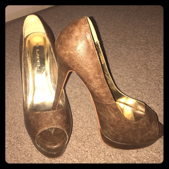 C. Label peep toe heels